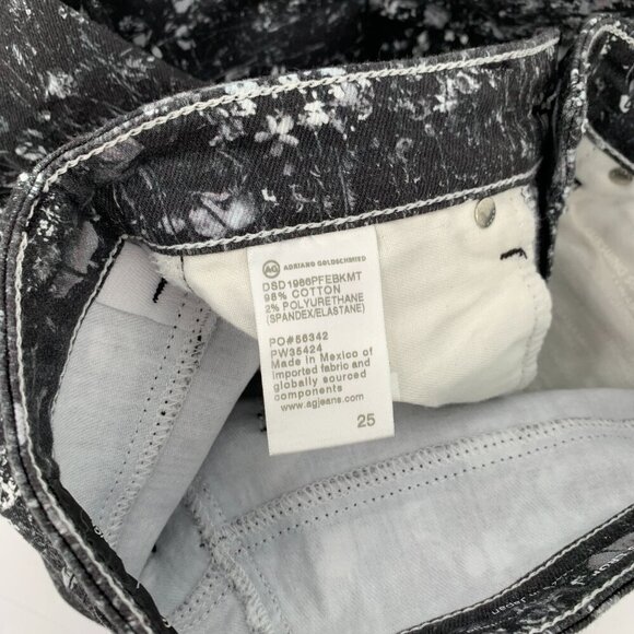 AG Adriano Goldschmied Alexxis Cropped jeans black floral straight leg new 25 - Picture 7 of 7